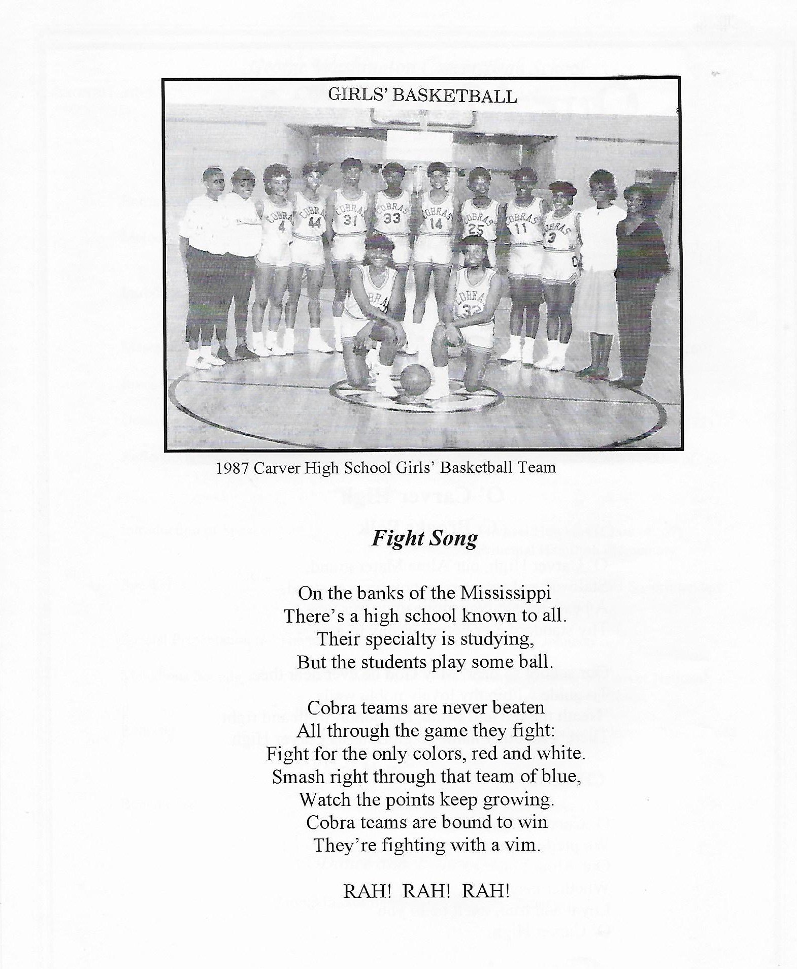 Girls' Basketball team 1987